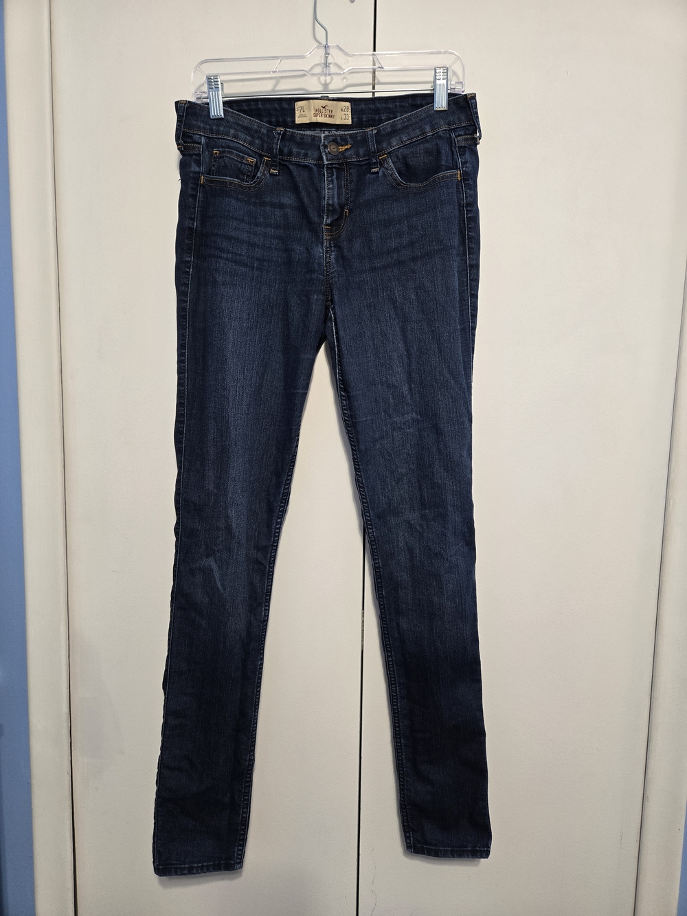 Hollister Super Skinny Jeans 7 Long W28 L33 Dark Wash Stretch Denim